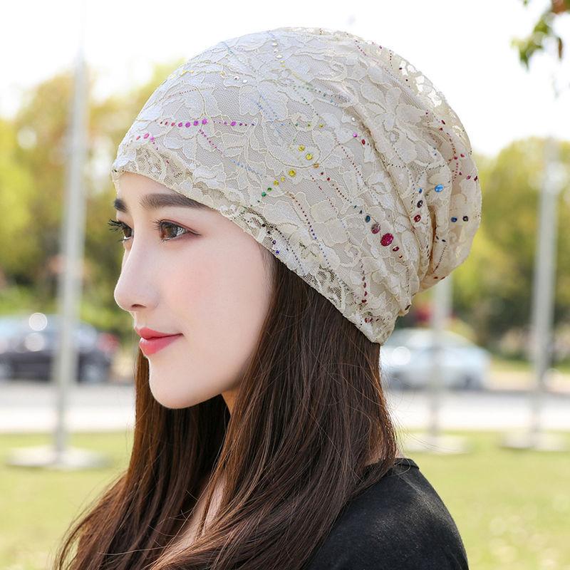 Moon Hat Cotton Breathable Light Turban Cap Air Conditioning Cap Hat Female Spring and Fall Thin Section Lined Head Wrapping Cap
