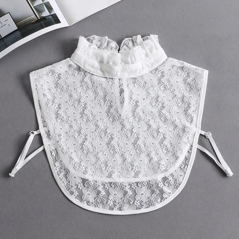 Girls Hollow Out Lace Shirt Detachable Fake Collar Shirt Lapel Blouse Top Adjustable Women Clothes Ladies False Collar Decor