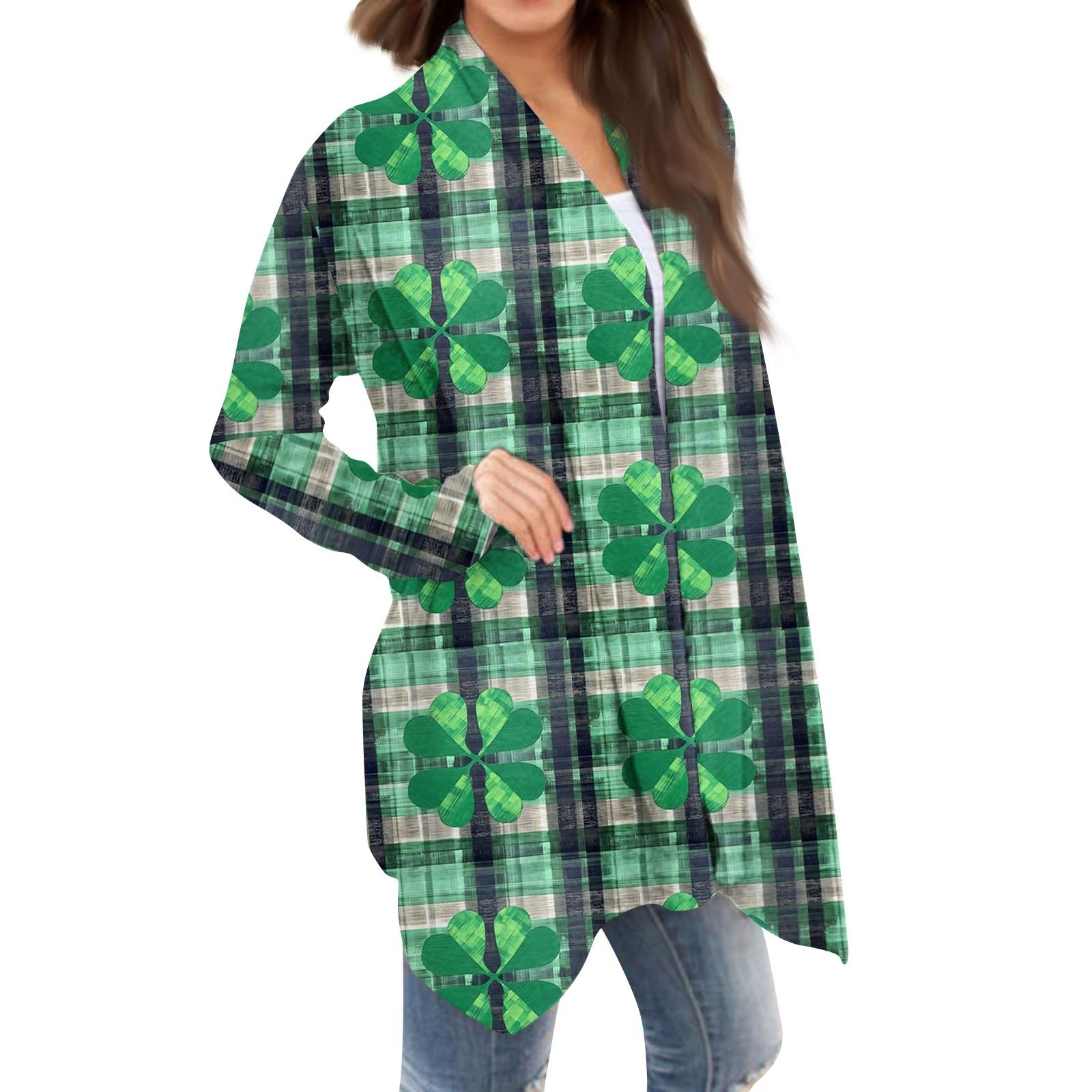 

Женская мода, повседневный рождественский принт, кардиган средней длины, куртка, пальто L темно-зеленого