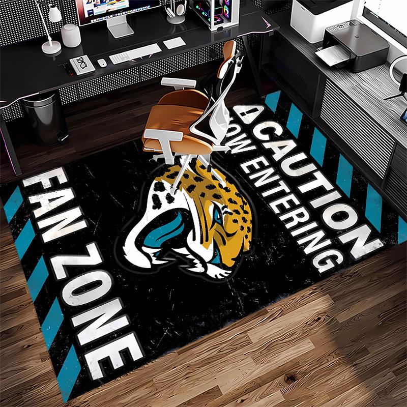 Jacksonville Jaguars Logo Print Area Rug - Soft, Washable Non-Slip Indoor Mat for Office Chairs, Living Room, Home Office Decorative Rug