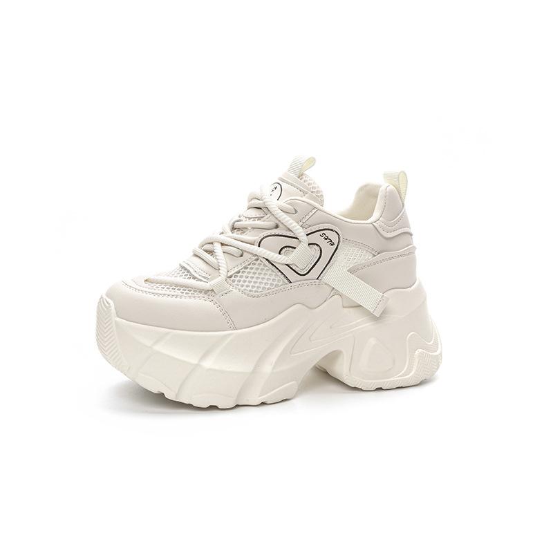 Dad Shoes 2025 Summer New Thick-soled Inner Height Increase of 9cm Star with the Same Net-penetrating Versatile Fashion Style Lace-up Women's Shoes