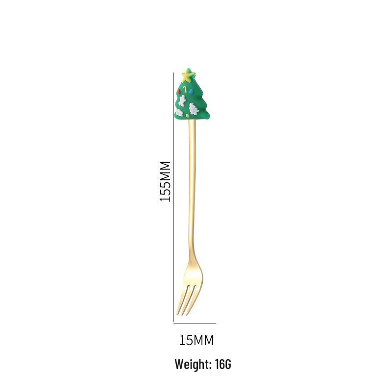 Creative Cartoon Stainless Steel Spoon & Fork Set: Coffee Stirrer, Fruit Fork, Christmas Gift