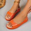 Fashion New Fish Mouth Women's Sandal Fashion Elastic Band Casual Outside Wear Beach Sandales Solid Flat Bottom Platform Roman Sandalias