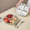 Assiette carrée à 3/4 compartiments pour enfants, réutilisable, en acier inoxydable 304, assiette à nourriture, plat, plateau de service pour salade de fruits, lavable au lave-vaisselle