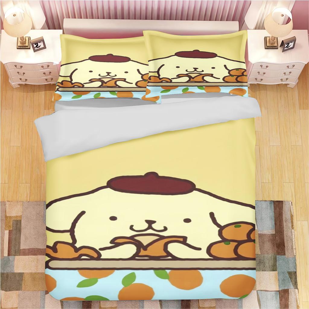 MINISO Pompompurin Dog Quilt Cover Children Cartoon Duvet Animation Printed Comforter Polyester Bedding Twin Size Gift