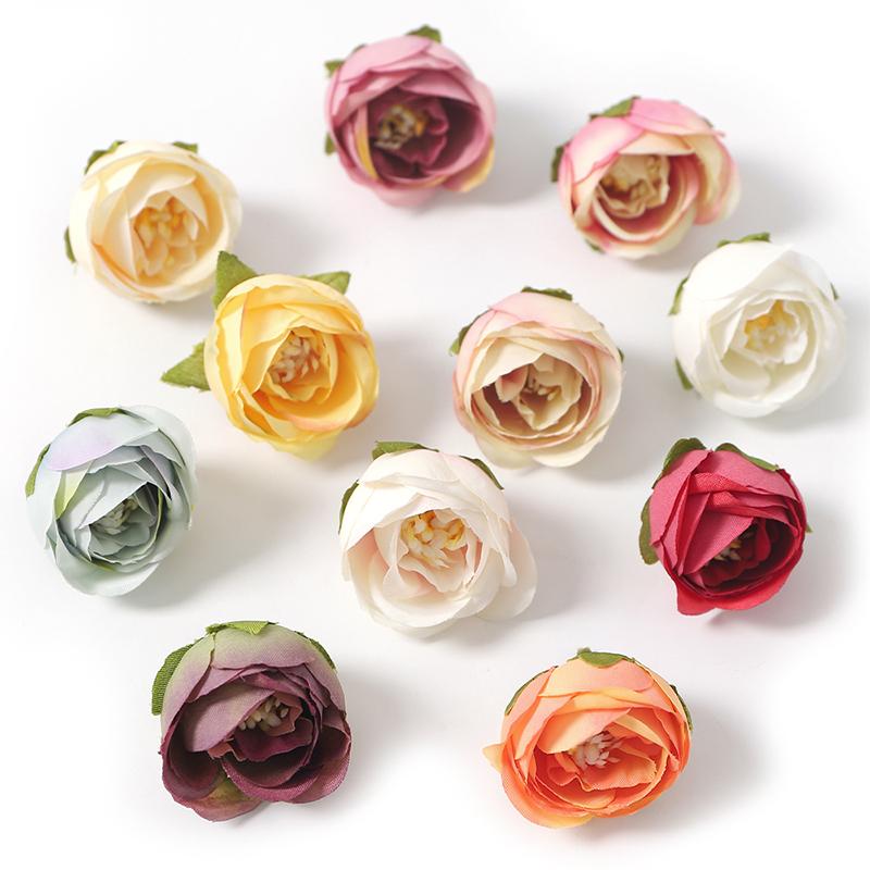 5/10/20Pcs 3.5cm Silk Tea Roses Bud Artificial Flowers Head for Scrapbook Wedding Decoration Home Room Supplies Accessories
