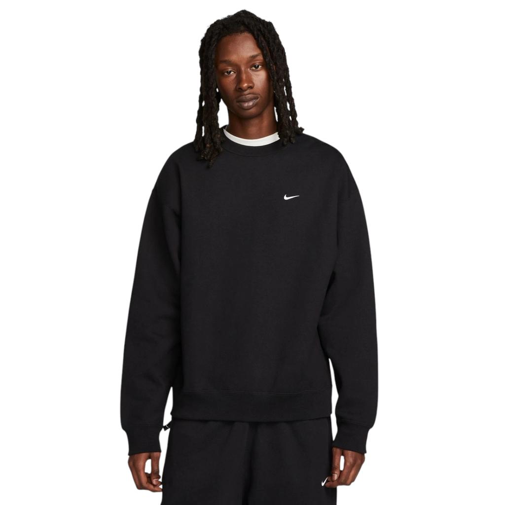 Nike Solo Swoosh Fleece Crew, Mens Black Sweatshirt