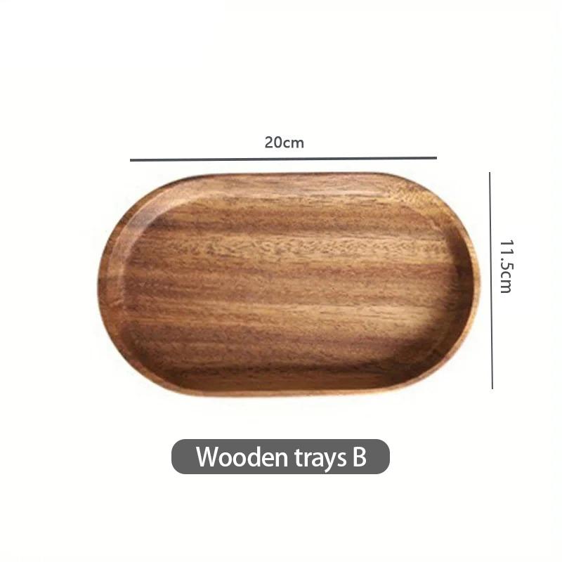 Acacia Wood Coffee Tray Decorative Wooden Tray Rectangular Kitchen Tray, Chinese Tea Set Kitchen Storage Accessories CTP001