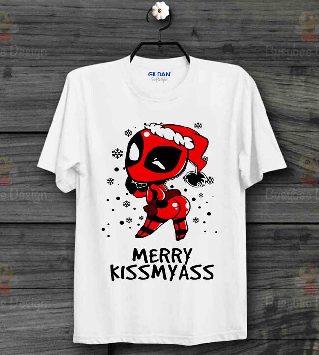 Deadpool Merry Xmas KISSMYASS Christmas Ideal Gift Unisex T Shirt Mens Womens Tees Top B757 M