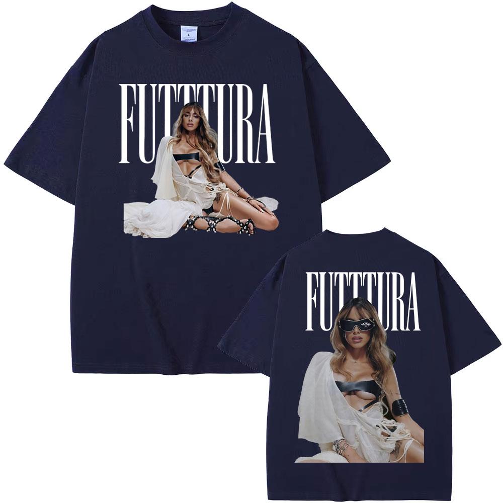Tini Stoessel's Future Album Tour Graphic T-shirt: Fashion Hip-hop 2025 Summer Print 100% Pure Cotton Loose Casual T-shirt