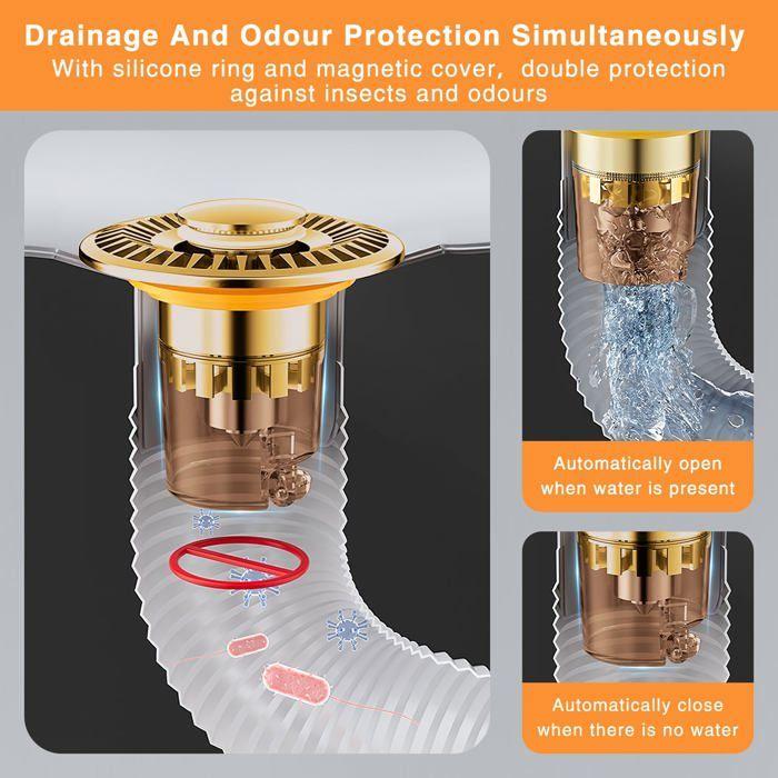 Universal Pop-Up Sink Stopper 32-43 Mm - Gold, Stainless Steel/Brass, Fast Drainage