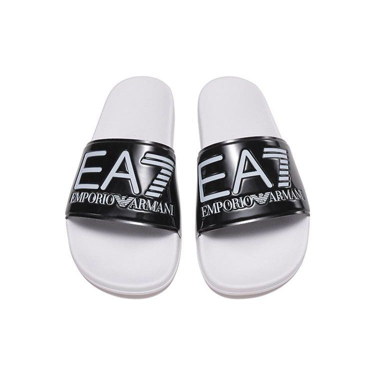 Emporio Armani EA7 Color Block Flat Slide Sandals Men footwear Black White XCP001XCC22Q655