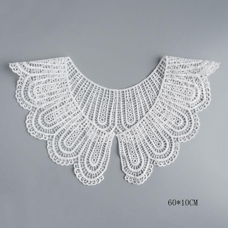 1 Pair White Neckline Fake Collar Lace Fabric Embroidery Carft DIY Dress Garment Decoration Accessories