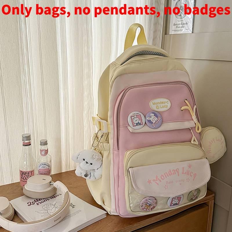 Cute Contrasting Color Backpack With Large Capacity And Letter Design Print