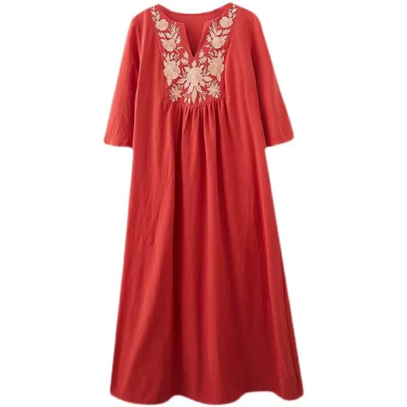 Skirt for Woman Cotton Summer Plus Size Loose Floral Vintage Skirt Casual Printed Soft Long Holiday Dresses