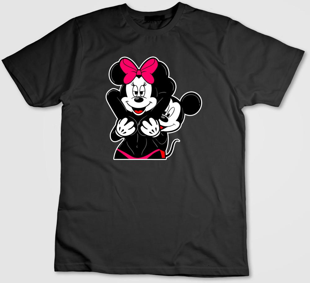 

Забавная фигурка Микки и Минни Маус, футболка с коротким рукавом для мужчин / женщин H326 XL