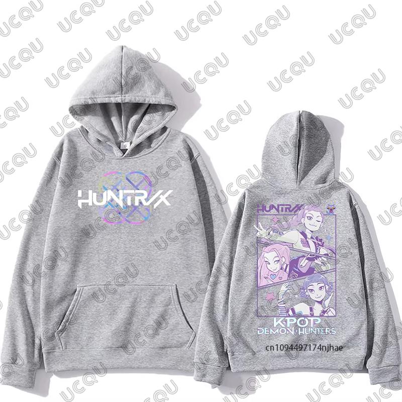 KPop Demon Hunters Anime Print Cotton Women Men Hoodies Autumn Winter Long Sleeve Sweatshirt Casual Fashion Oversized Tops