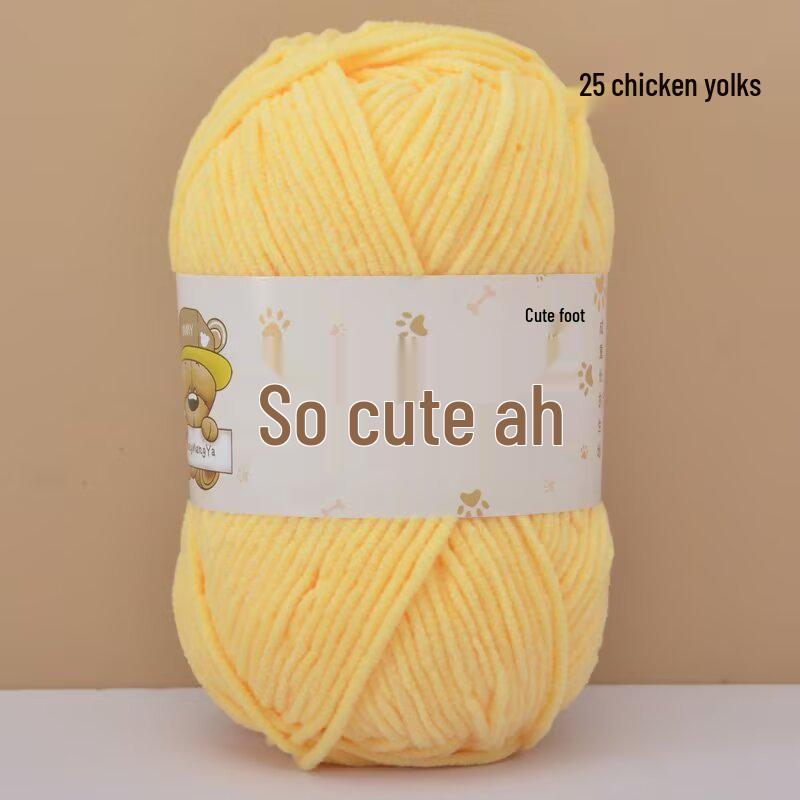 Chenille Crochet Yarn - Medium Thick Hand-Knitted for DIY Crafts & Dolls