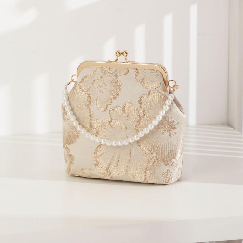 

Новая антикварная сумка с золотым верхом, с богатым цветочным узором, женская сумка-мессенджер, вечерняя сумка, сумка для ципао, маленькая квадратная сумка на цепочке для мобильного телефона