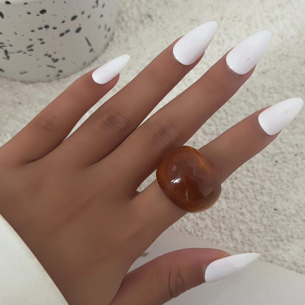 Ingemark 4 Colors Vintage Simple Irregular Resin Rings for Women Minimalist Smooth Geometric Rings New Year Party Jewelry Gift