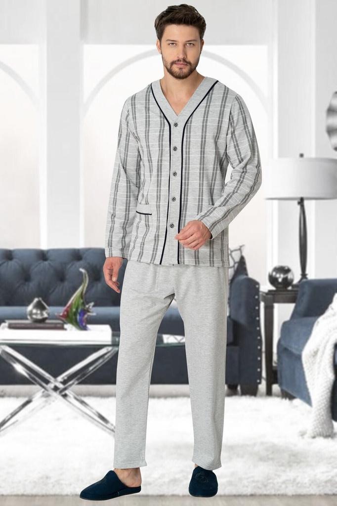 Men's Plus Size Pajama Set Mecit Melange Open Front Plus Size Men's Pajama Set 2710