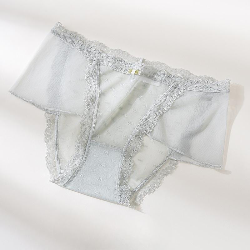Female Summer Thin Sexy Lace Ice Silk Waist Antibacterial Cotton Crotch Quick Dry Briefs