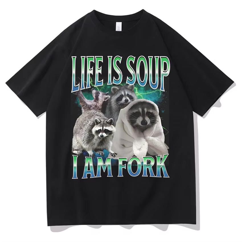

Funny Raccoon Meme Graphic T Shirts Gift Men Women Fashion 90s High Quality Casual Retro T Shirt O-Neck Cotton Oversized T-sh... S разноцветный