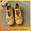 French Temperament One-word Belt Inner Height-increasing Single Shoes 2025 New Fairy Bow Shallow Mouth Mary Jane Shoes Women