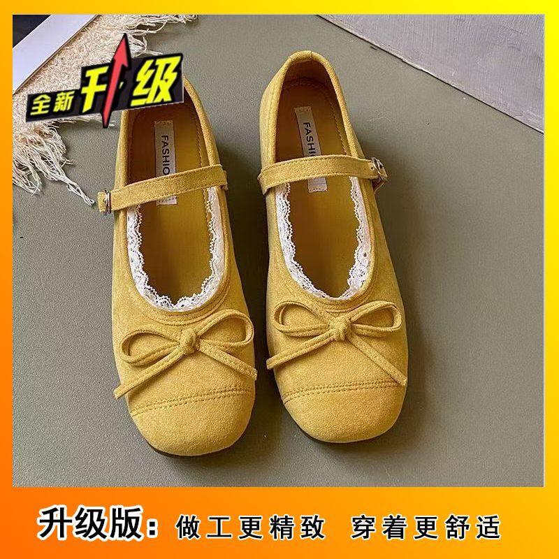 French Temperament One-word Belt Inner Height-increasing Single Shoes 2025 New Fairy Bow Shallow Mouth Mary Jane Shoes Women