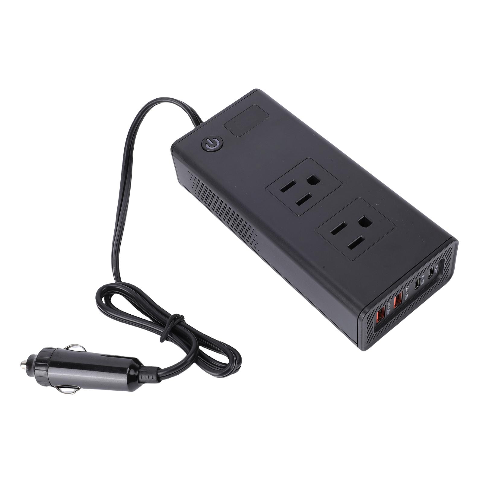 

200W Car , 12V to AC Outlets with PD 20W and QC3.0 36W USB Ports, Car Adapter for Laptop Phone Camera