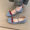Gentle Fairy Mary Jane Shoes 2025 Spring Sweet and Cute Bow Shallow Mouth Inner Height Increase Ballet Shoes