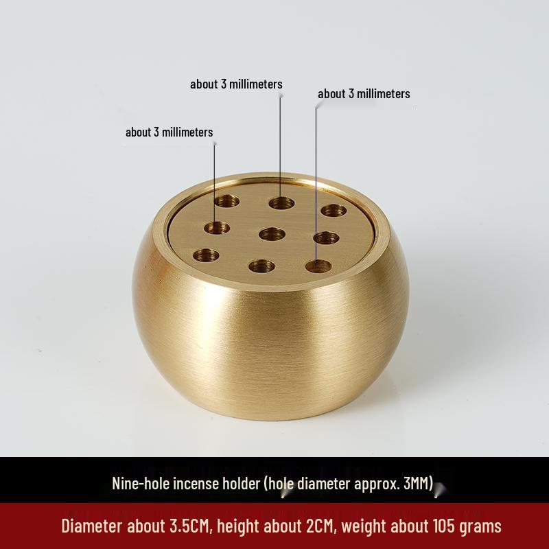 Nine-Hole Zen Brass Incense Holder - Ash-Free & Multi-Hole Mini Burner