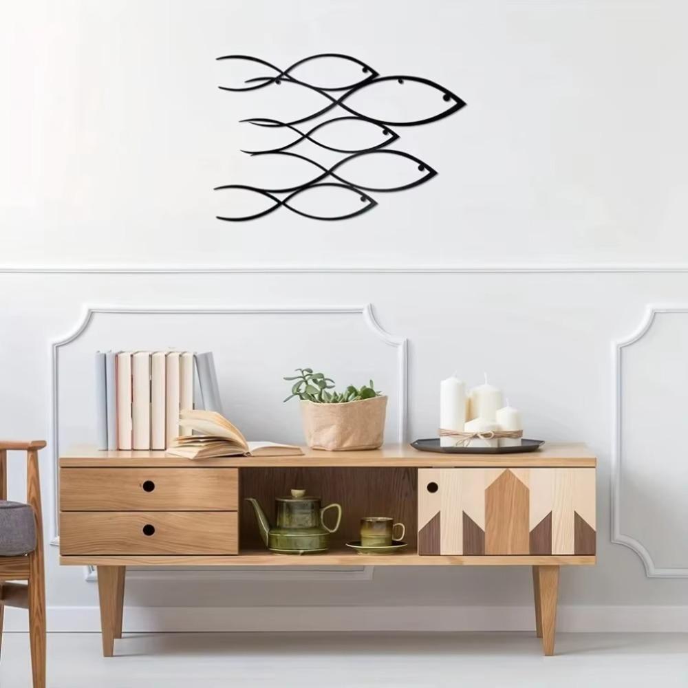 Metal Wall Art School of Fish Ocean Pattern Home Decor Living Room Bedroom Kids Room Wall Sculpture