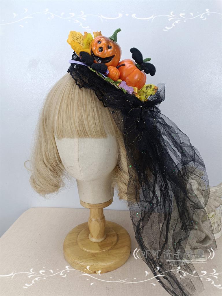 Halloween Funny Witch Hat Decoration Original Lolita Witch Pumpkin Top Hat Dark Hair Yarn Hair Clip