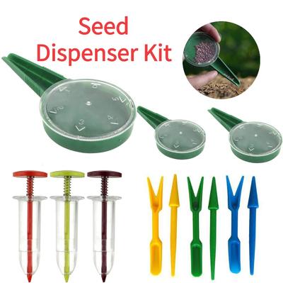 Seed Dispenser Hand Dial Flower Seeder with Adjustable Hole Plastic Multi-function Portable Blackish Green for Gardening Sowing