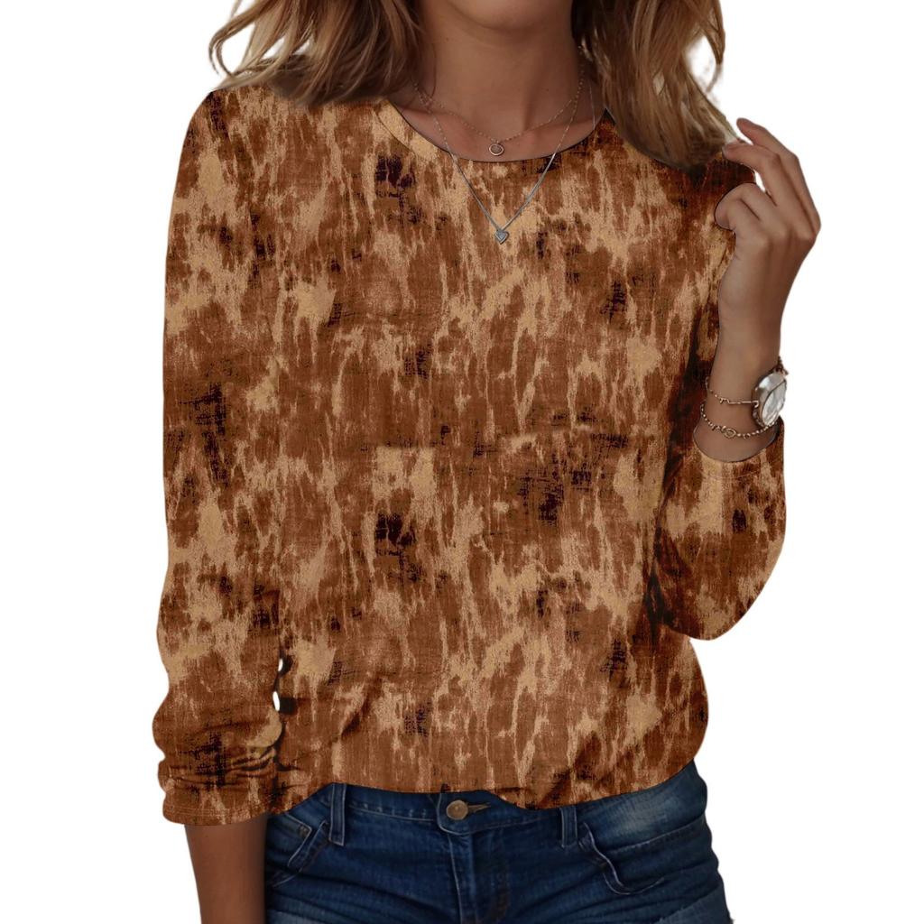 Košile s dlouhým rukávem pro ženy Roztomilý potisk Grafika Trička Halenky Běžné Velikosti Zásadní topy Pulovr