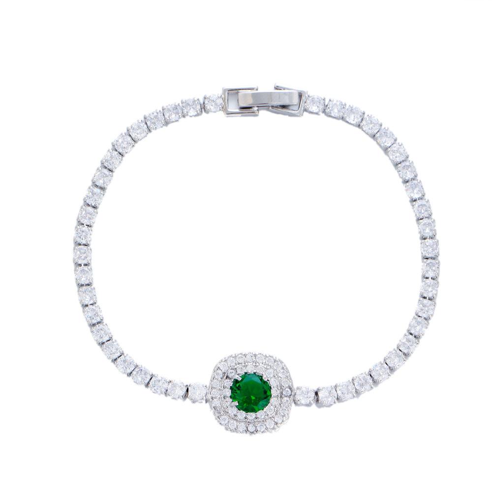 Light Luxury Full Diamond Zircon Bracelet Design Sugar Cube Emerald Gemstone Jewelry