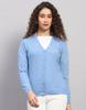 Damen V-Ausschnitt Langarm Strickjacke