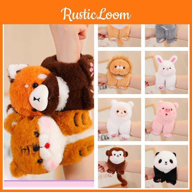 Cute Animal Plush Toys With Snap Bracelet Adorable Elephant And Lion Hand Ring Stuffed Doll For Kids