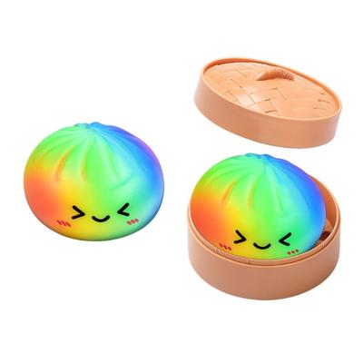Regnbågs-Baozi Klämleksak Med Långsam Återhämtning För Vuxna Barn Handavslappning Fickleksak För Barn Låtsaslek