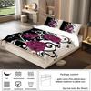 3-teiliges Bettwäscheset mit lila Rosenmusterdruck, 1*Bettbezug+2*Kissenbezug, geeignet für Mädchen- und Frauenschlafzimmer, Geburtstagsgeschenk