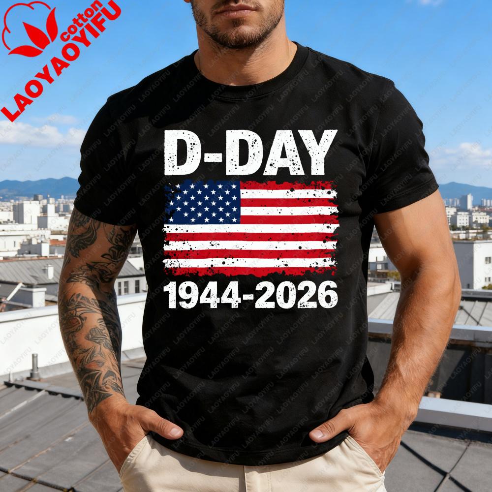 82nd Anniversary of The DDay Normandy Landings T Shirt Men Clothes Summer Men Trending Clothes Oversized Oneck Tees S