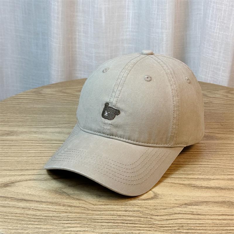 Bear Embroidered Hat Baseball Cap Women's New Four-season Versatile Curved Brim Soft Top Cap Ins