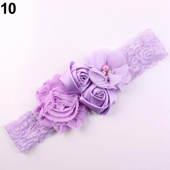 Krásná krajka s květem růže do vlasů Čelenka do vlasů pro novorozence