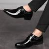 Casual Business Shoes for Men Dress Shoes Lace Up Formal Black Patent Leather Brogue Shoes for Male Wedding Party Office Oxfords