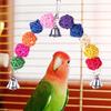Pet Bird Chewing Toy Colorful Parrot Toy Bird Tearing Toys Birds Cage Supplies Bird Cage Bell String Toys with Rattan Balls