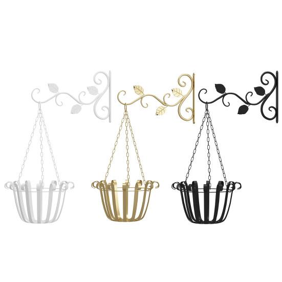 Retro Plant Basket Hanger Wall-Mounted Iron Hook Hanging Flower Basket Decorative Plant Hanger Heavy Duty Wall Hook for Balcony Garden Porch