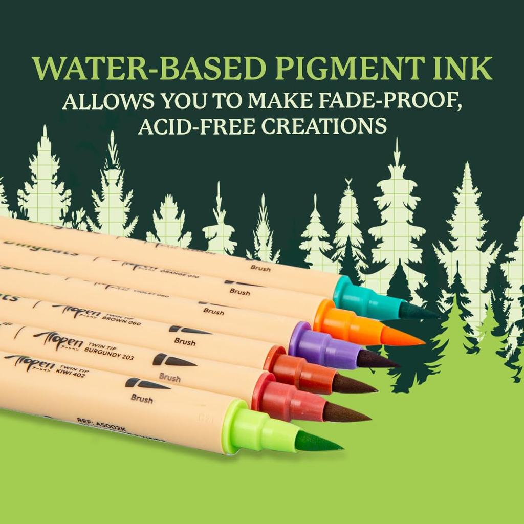 Dingbats Dual Tip Color Pens Drawing Marker Pen Set with Fineliner and Brush Pens Calligraphy - Ātopen - Water-Based - Smudge-Proof - Journaling,