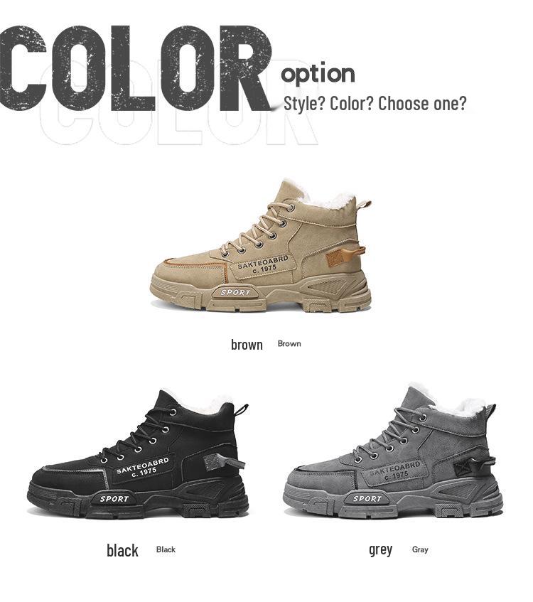 Northeast Men's 2025 Winter Snow Boots with Fur, High-Top, Plus Velvet Lining