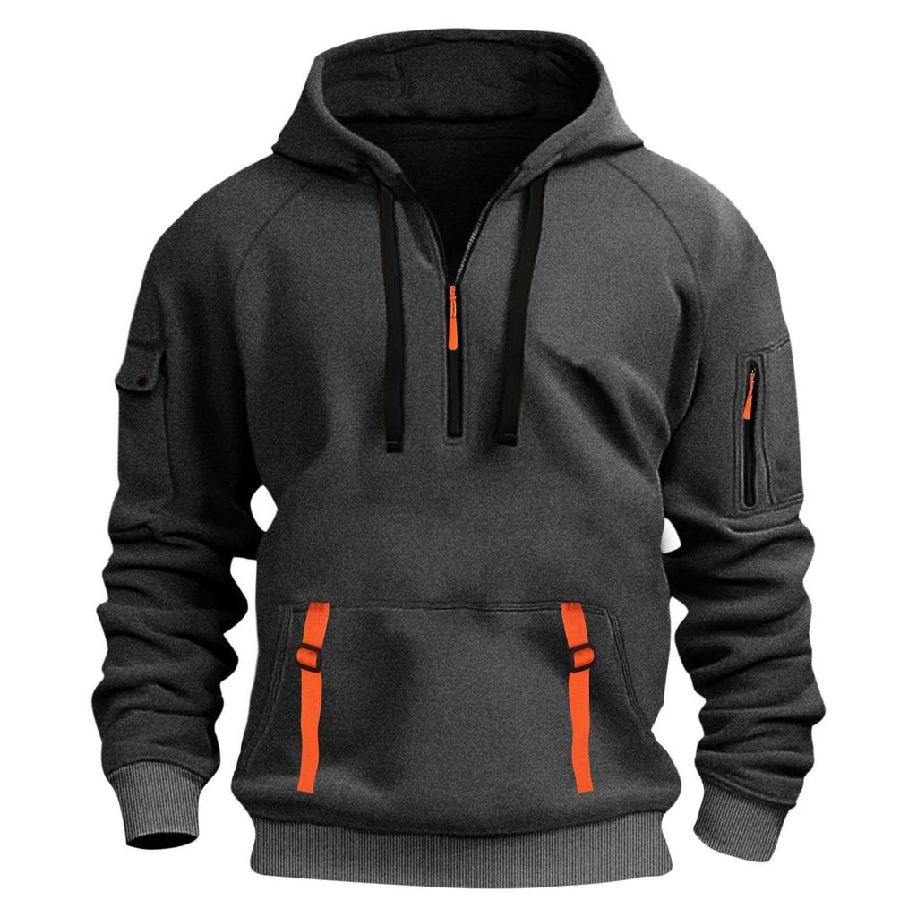 2025 Hot-Selling Men's Sporty Hoodie Set with Arm Pocket and Zipper